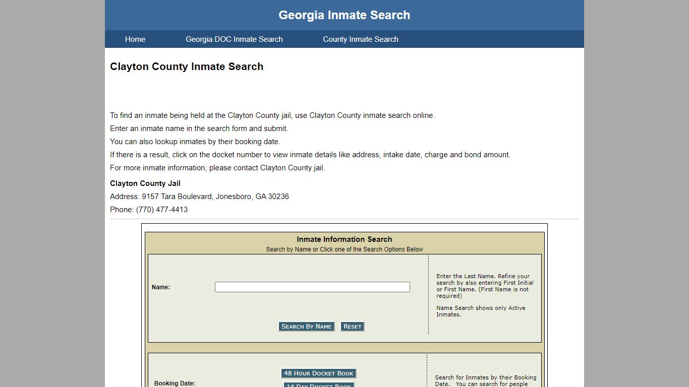 Clayton County Jail Inmate Search